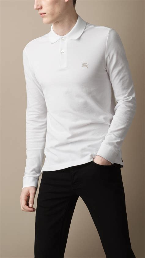 burberry white long sleeve polo|burberry black long sleeve shirt.